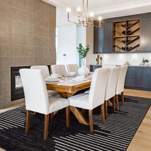 Rugshop Bohemian Stripe Stain Resistant High Traffic Living Room Kitchen Bedroom Dining Home Office Area Rug 8'x10' Black - Image 5