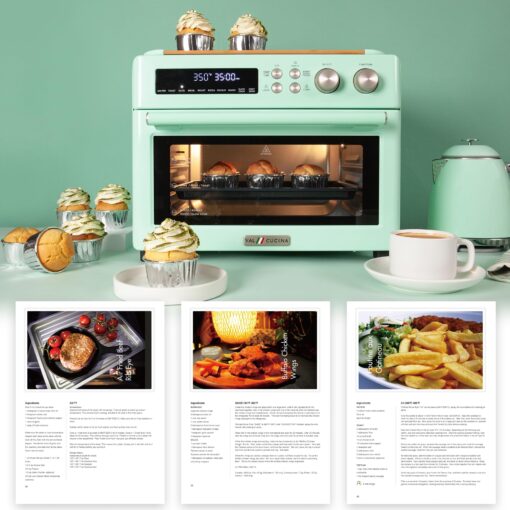 VAL CUCINA Retro Style Infrared Heating Air Fryer Toaster Oven, Extra Large Countertop Convection Oven 10-in-1 Combo, 6-Slice Toast, Enamel Baking Pan Easy Clean with Recipe Book, Green Color - Image 4