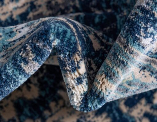 Unique Loom Oslo Collection Area Rug - Osterbro (7' 1" x 10' Rectangle, Navy Blue/ Beige) - Image 4