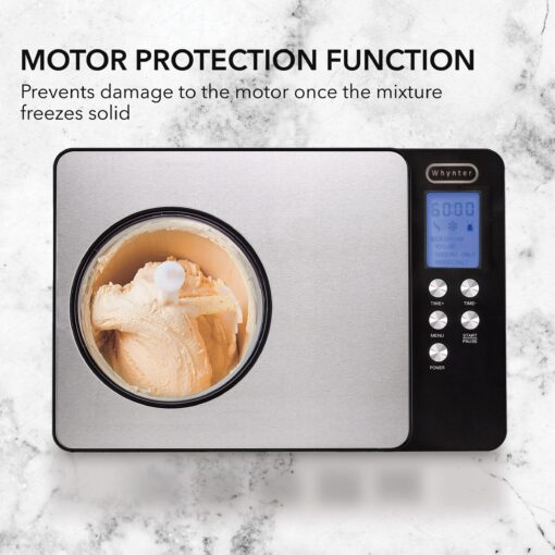Whynter Ice Cream Maker Machine & Yogurt Automatic 2 Qt. with Built-In Compressor, LCD Digital Display & Timer, No Pre-Freezing, ICM-220SSY, Stainless Steel - Image 5