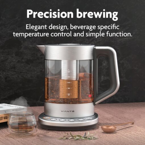 Vianté Electric Kettle With Infuser For Loose Leaf. Hot Tea Maker With Temperature Control And Automatic Shut Off. Tea Kettle With Brewing Programs. 1.5 Liters Capacity - Image 9