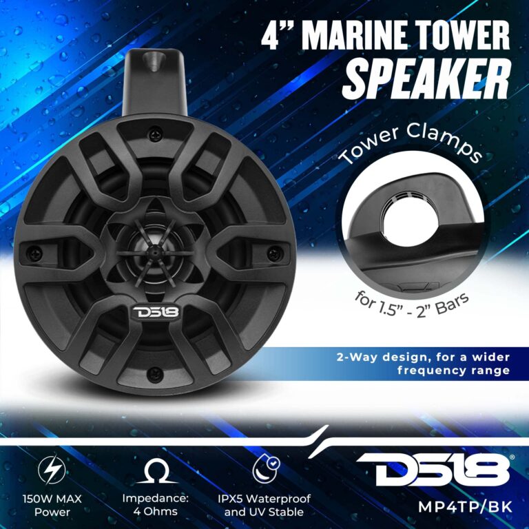 DS18 MP4TP.4A 4" 600W Bluetooth Marine Tower Speakers with Amplifier and Remote - Image 8