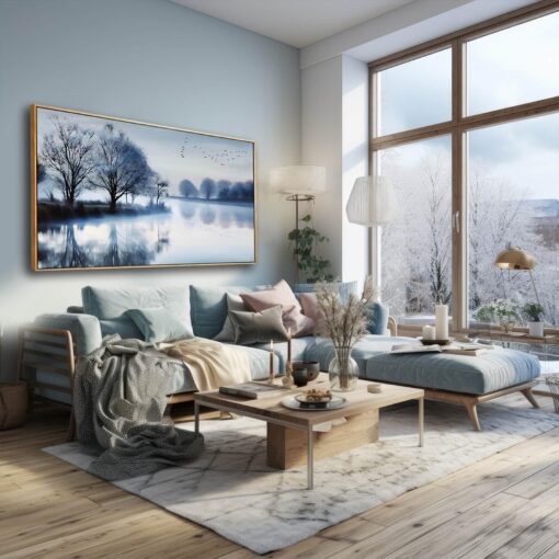 SDYA White Canvas Wall Art Black Wall Decor Landscape Pictures for Living Room Bird Bedroom Decor Tree Modern Artwork Decoration 24x48in - Image 3