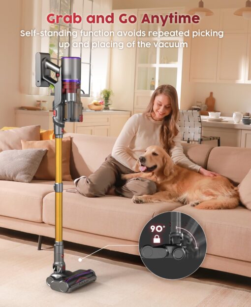 Cordless Vacuum Cleaner, 48Kpa 550W 65Mins Vacuum Cleaners for Home, Vacuum Cleaner with Wall Mount Charging, Anti-Tangle Stick Vacuum Self-Standing, Vacuum Cordless Rechargeable for Pet Hair/Carpet - Image 5