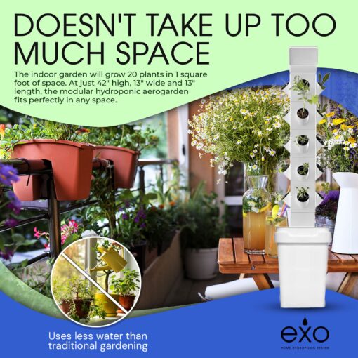 EXO Garden Hydroponic Growing System Vertical Tower - Vegetable Plant Tower Gift for Gardening Lover - Automate Aeroponics Mini Indoor Outdoor Home Grow Herb - Image 8