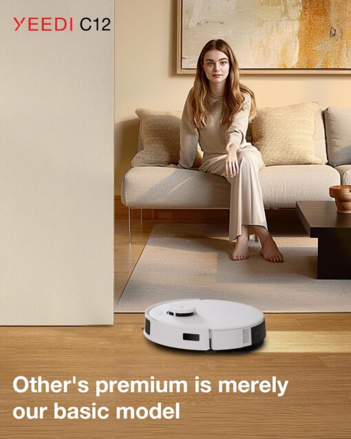 Yeedi C12 Robot Vacuum Cleaner and Mop, 8000Pa Strong Suction, ZeroTangle Brush, Smart Navigation, Self-Charging, White - Image 9