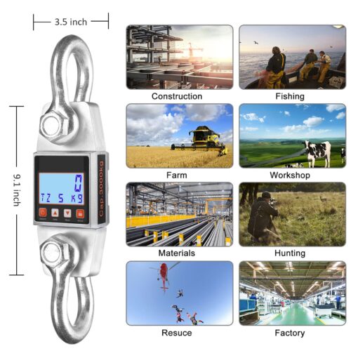 Hyindoor Digital Hanging Scale 3000kg/6000lb Industrial Heavy Duty Smart High Accuracy Electronic Crane Scale - Image 4