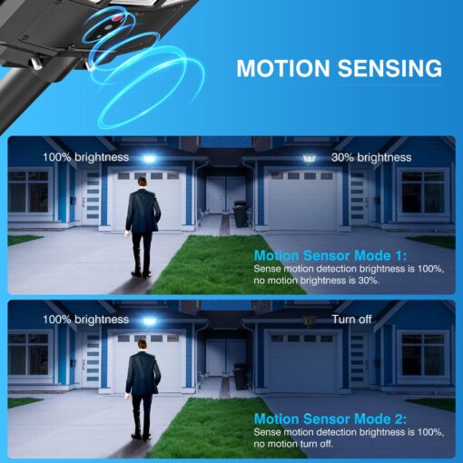 3000W Solar Street Lights Outdoor, Wide Angle Commercial Solar Lights Outdoor Dusk to Dawn, 6500K Flood Light Outdoor with Motion Sensor, IP66 Waterproof LED Street Light for Parking Lot, Yard 2PACK - Image 6