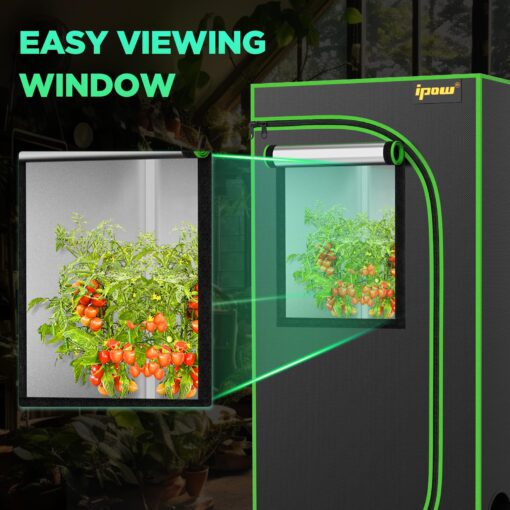 IPOW Grow Tent Kit Complete System 2x2 ft with VS1000 Led Grow Light, 4 Inch 190CFM Inline Fan, Carbon Filter and 8ft Ducting Combo, 24" x 24" x 55" - Image 2