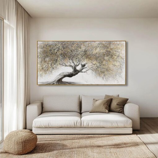 Tree Pictures Wall Decor Gold Canvas Paintings Plant Pictures Wall Art 24"x48" Landscape Decorative Prints for Bedroom Office - Image 7