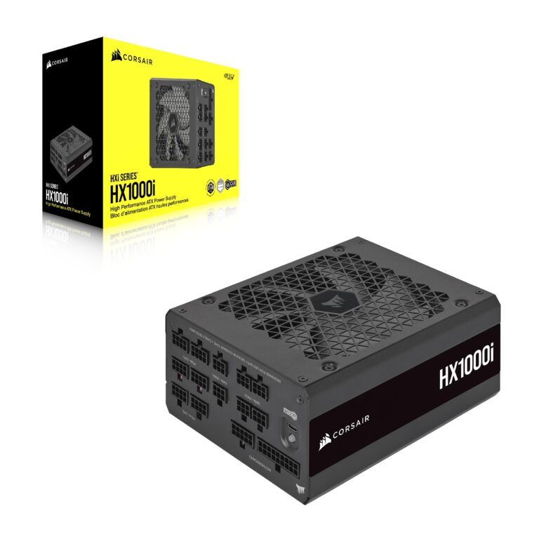 Corsair HX1000i Fully Modular Ultra-Low Noise ATX Power Supply - ATX 3.0 & PCIe 5.0 Compliant - Fluid Dynamic Bearing Fan - CORSAIR iCUE Software Compatible - 80 Plus Platinum Efficiency - Black - Image 2