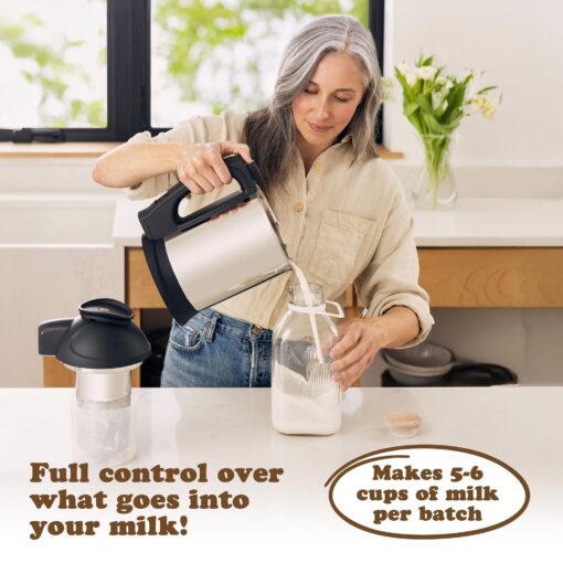 Almond Cow Milk Maker Machine, Milk in a Minute Bundle, Includes 3 Creamy CocoCash & 3 Original Almonds 'n' Dates, Glass Milk Jug, & Jug Brush - Image 4