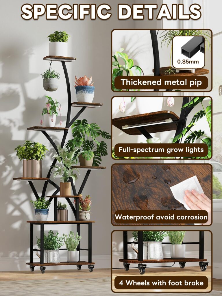 Plant Stand Indoor 2 Pack Plant Stand with Grow Light 8 Tiered 64" Tall Plant Shelf with Lights for Indoor Plants Multiple Corner Plant Stands Large Plant Rack Flower Holder for Living Room Patio - Image 5