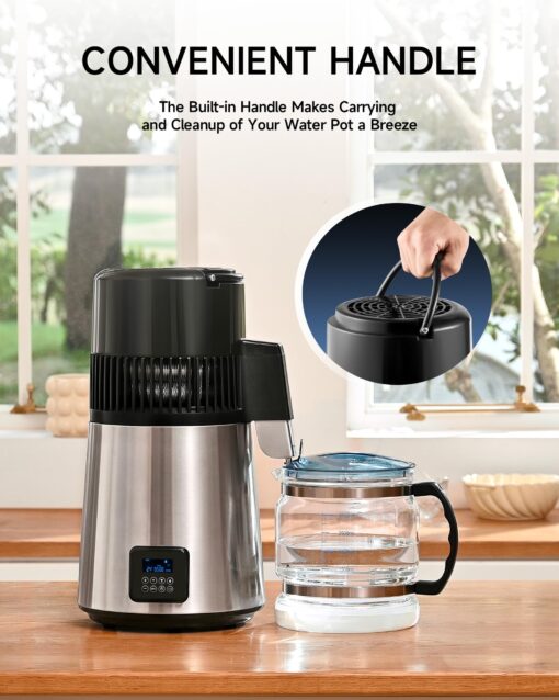 CO-Z Water Distiller for Home, 1350W 4L Distilled Water Machine for CPAP Machine with Control Panel & Glass Container, 1.1 Gal. Stainless Steel Water Distilling Equipment with Essential Oil Wine Modes - Image 2
