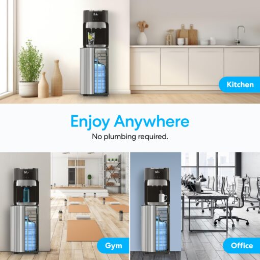 Brio Bottom Loading Water Cooler Dispenser for 5 Gallon Bottles - 3 Temperatures with Hot, Room & Cold Spouts, Child Safety Lock, LED Display with Empty Bottle Alert, Stainless Steel - Image 5