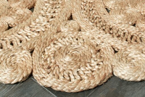 LR Home Natural Jute Round Area Rug for Home Decor - Braided Rugs for Living Room, Bedroom, Playroom - Bohemian Farmhouse Scalloped Indoor Rug - Large - Natural - Image 6
