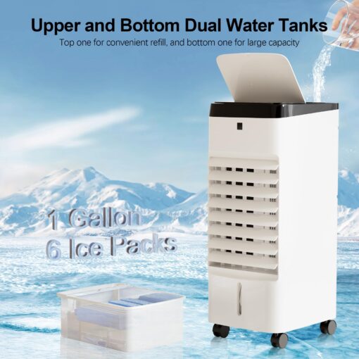 Uthfy Portable Air Conditioners, 3 In 1 Swamp Cooler with 6 Ice Packs, Evaporative Air Cooler with 120°Oscillation, 12H Timer, 3 Speeds, 4 Modes, Remote, Cooling Fan for Bedroom, Living Room, Office - Image 3