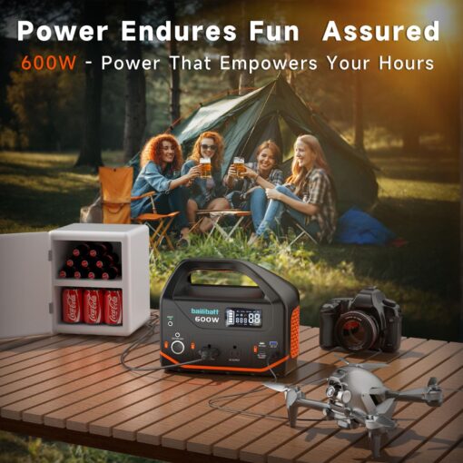 Bailibatt Portable Power Station 600W,293Wh Portable Generator for Home Use, Quiet Generator for Camping Travel Emergency CPAP Survival Backup Outdoor Apartment,100W PD & 110V Pure Sine Wave AC Outlet - Image 5