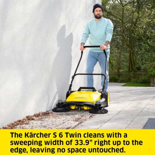 Kärcher - S 6 Twin Walk-Behind Outdoor Hand Push Floor Sweeper - 10 Gallon Capacity - 33.9" Sweeping Width - Sweeps up to 32,300 Square Feet/Hour - Image 7