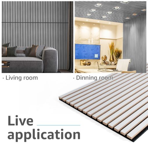 Art3d 4 Wood Slat Acoustic Panels for Wall and Ceiling - 3D Fluted Sound Absorbing Panel with Wood Finish - Brushed Silver - Image 5