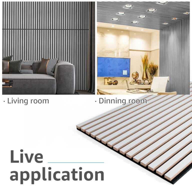 Art3d 4 Wood Slat Acoustic Panels for Wall and Ceiling - 3D Fluted Sound Absorbing Panel with Wood Finish - Brushed Silver - Image 5