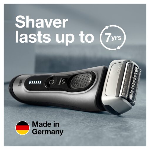 Braun Electric Razor for Men, Series 8 8457cc Electric Foil Shaver with Precision Beard Trimmer, Cleaning & Charging SmartCare Center, Galvano Silver - Image 3