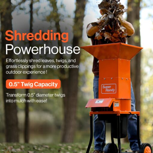 SuperHandy Leaf Mulcher Shredder Electric Waste Management Heavy Duty 120V AC 11" Inch Cutting Blade 0.5" Inch Cutting Capacity for Leaves, Grass, & Clippings - Image 7