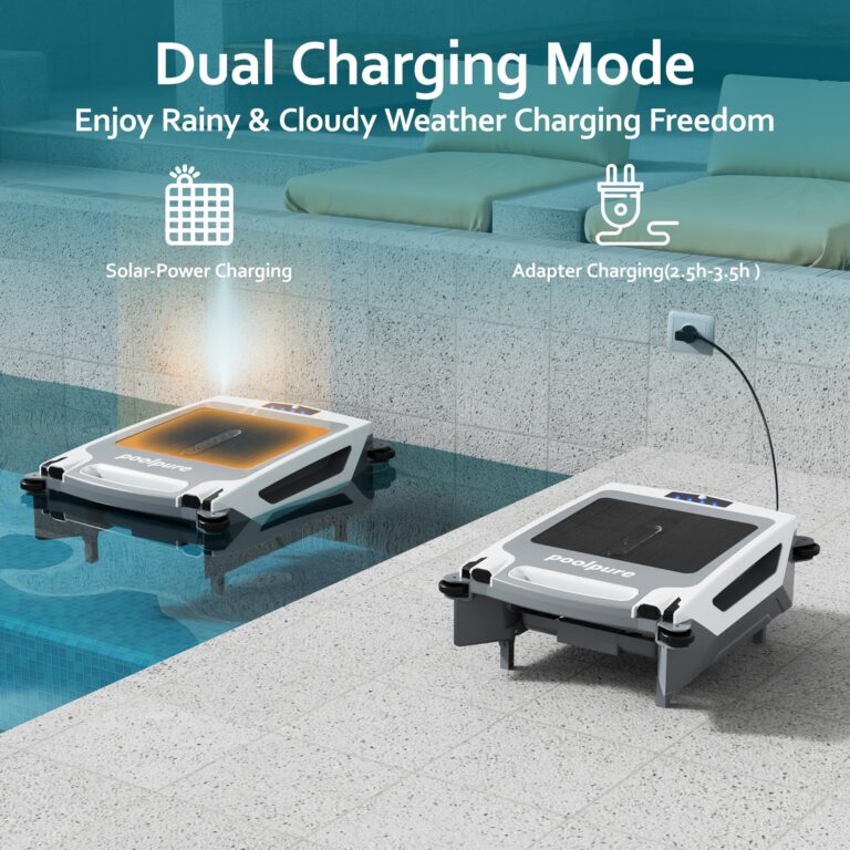 POOLPURE Pool Skimmer Robot with Solar Panel Automatically Design, Pool Surface Skimmer Robotic, Twin Motors Automatic Pool Skimmer (Skimmer with Solar Panel) - Image 8