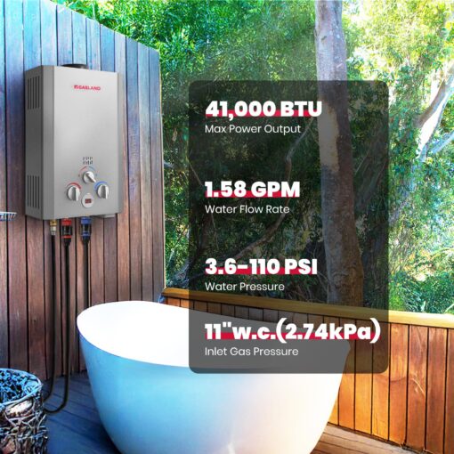 Gasland BE158S 1.58GPM 6L Outdoor Portable Propane Gas Tankless Water Heater - Image 6