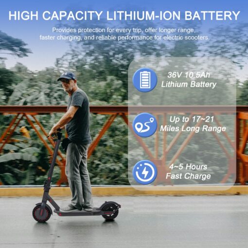 SURPOOTER Electric Scooter, Powerful 350W Adult Electric Scooter, Up to 19Mph and 8.5" Solid Tires, with Dual Braking System and Intelligent Program Control Design - Image 8