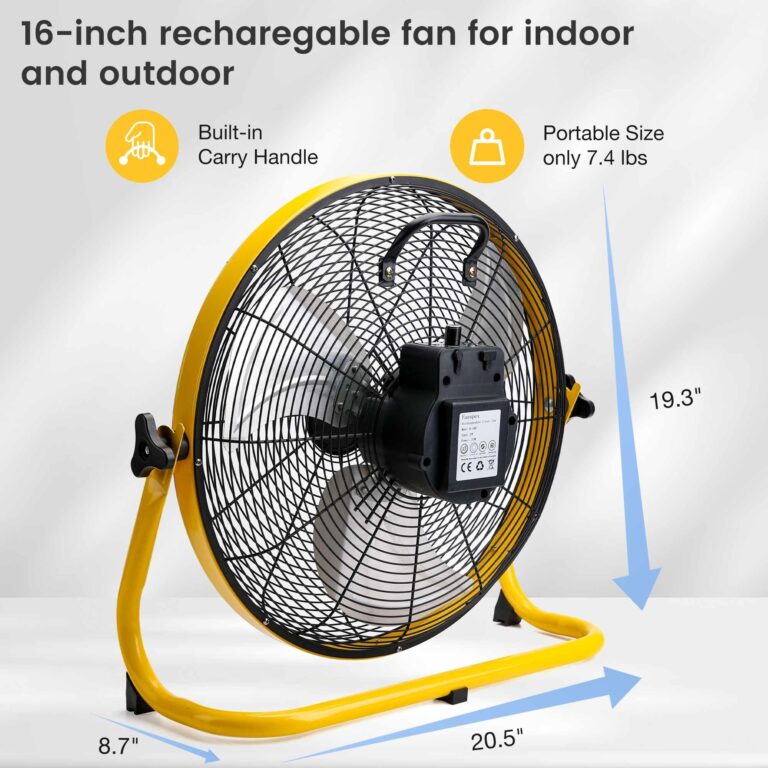 Fanspex 16'' Large Portable Battery Operated Floor Fan, 20000 mAh Cordless Rechargeable Floor Camping Fan for Outdoor, DC 24V, 45dB Low Noise, 4-32 Longer Running Time, 5.8 m/s Air-flow - Image 7