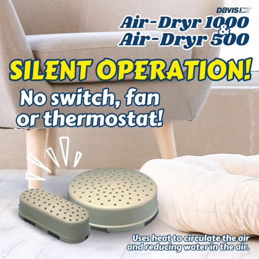 Davis Air-Dryr 500 & 1000 2 Pack Bundle - Quiet Room Dehumidifier for Moisture Problems and Wet Air Solution - Portable Dehumidifier for RV, Camper, Bathroom, Bedroom and More - Image 8