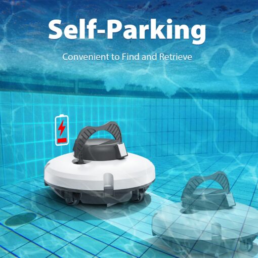 Redkey S100 Cordless Robot Pool Cleaner, Last 130Min, 18° Slope Angle, Automatic Pool Vacuum for Above Ground/Inground Pools, Self-Parking Pool Cleaner with Filter Basket, Pool Robot Up to 1100 sq.ft - Image 5