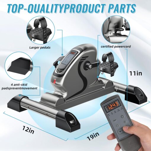 HNLIY Mini Exercise Bike Electric Pedal Exerciser with Upgraded Non-slip Base Remote Control Indoor Under Desk Bike for Hand, Arm, Knee, Leg Home Recovery Workout Equipment Elderly Motorized Exerciser - Image 6