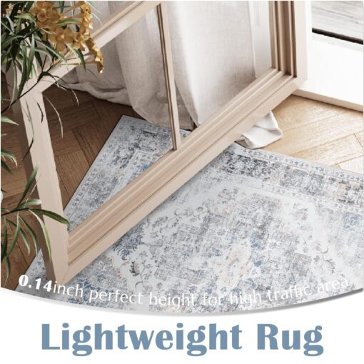 jinchan Washable Large Area Rug 8x10 Accent Rug for Living Room Grey Vintage Floor Mat Soft Printed Distressed Carpet Non Slip Floor Cover for Kitchen Bedroom Dining Room - Image 7