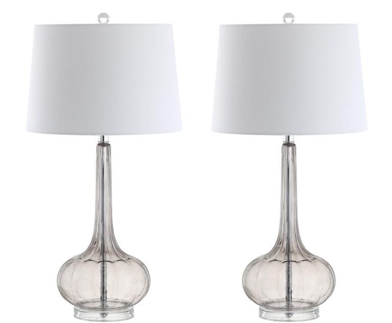 JONATHAN Y JYL1079D-SET2 Bette 28.5" Glass Teardrop LED Table Lamp Contemporary Transitional Bedside Desk Nightstand Lamp for Bedroom Living Room Office College Bookcase, Smoke Gray (Set of 2) - Image 4