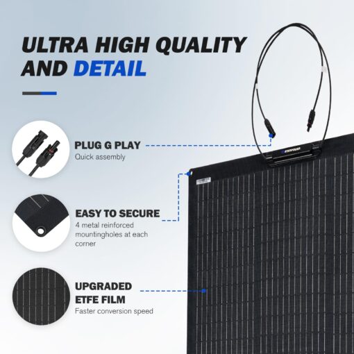 ATEM POWER 150W Flexible Solar Panel 245° Bendable 12V Monocrystalline Portable Solar Charger with Uneven Surfaces Lightweight for RV Tent Roof Boat Cabin onfppt Marine Camping - Image 6