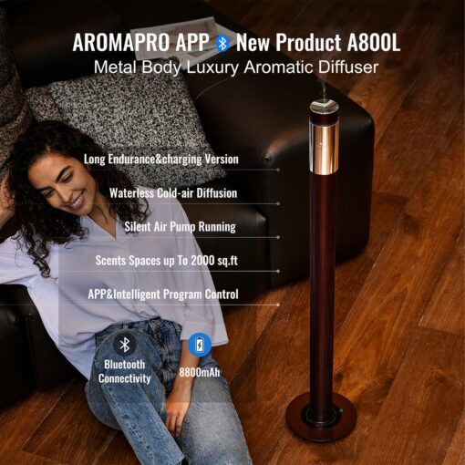 40-inch Large Home Waterless Essential Oil Diffuser, Hotel Collection Diffuser,Cordless Rechargeable App Control Diffuser,Scent Machine for Home,2000Sq.Ft Coverage, for Home,Office, Spa,Hotel,Burgundy - Image 7