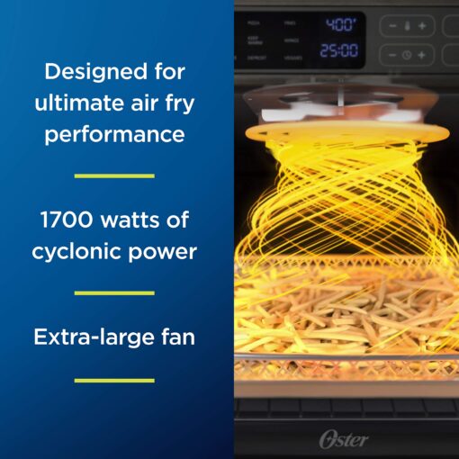 Oster Digital Air Fryer Oven with RapidCrisp, Stainless Steel, 12-Function Countertop Oven with Convection,Silver - Image 4