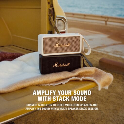 Marshall Middleton Portable Bluetooth Speaker, Black and Brass - Image 11