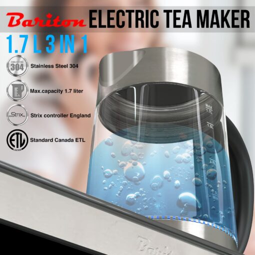 BARITON 3 in 1 water kettle/TEA MAKER/coffee maker MODEL BTM-1780GS Electronic sensor touch control panel with display, powered by strix technology safer by design - Image 4