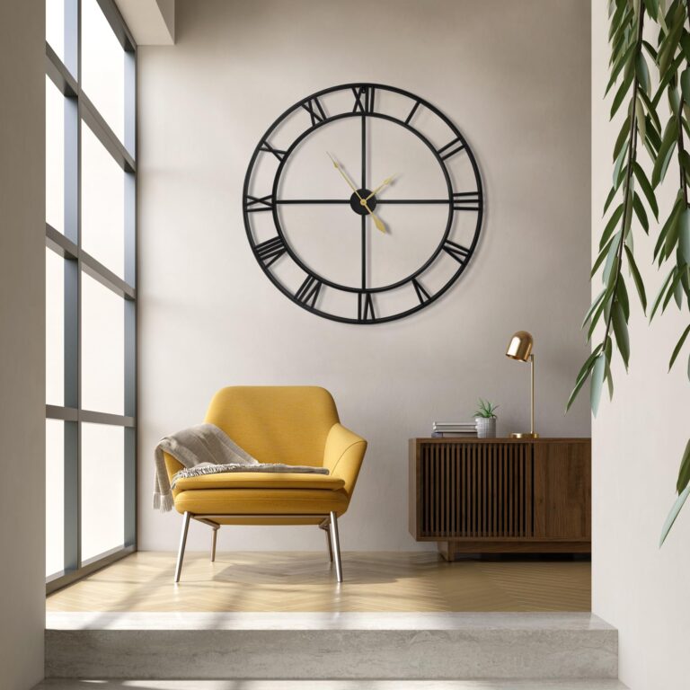 LEIKE 40 Inch Extra Large Modern Wall Clock, Oversize Rustic Round Nearly Silent Battery Operated, Black Metal Roman Numerals Wall Clocks for Living Room, Bedroom, Entrance Home Decor - Image 3