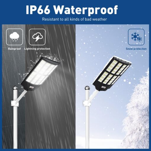 OKPRO 7000W Solar Street Lights Outdoor - Wide Angle Solar Lights Outdoor Motion Sensor,Solar Parking Lot Lights Dusk to Dawn,7000K LED Street Lights Solar Powered for Commercial,Yard(2 Pack) - Image 3