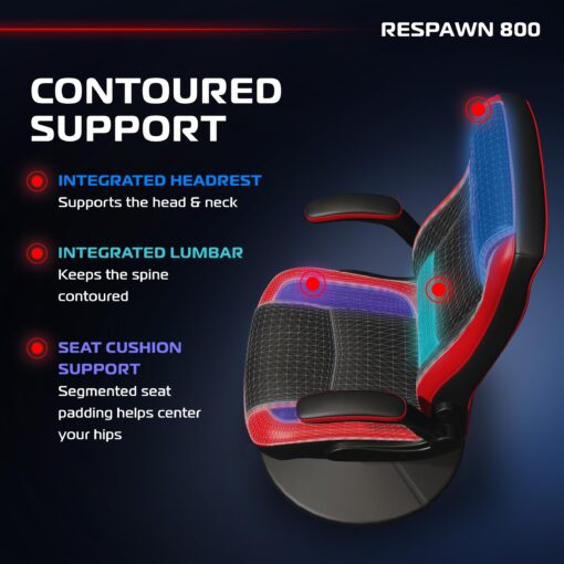 RESPAWN 800 Racing Style Gaming Rocker Chair, Rocking Gaming Chair, in Red RSP 800 BLK RED - Image 6