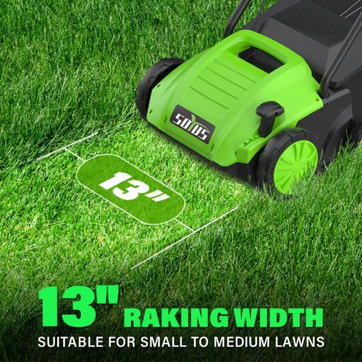 SOYUS Electric Dethatcher and Scarifier with 30L Collection Bag, 13-Inch 12 Amp 2-in-1 Corded Lawn Dethatcher with 4-Postion Depth Adjustment, Quick-Fold, Increases Lawn Health - Image 7
