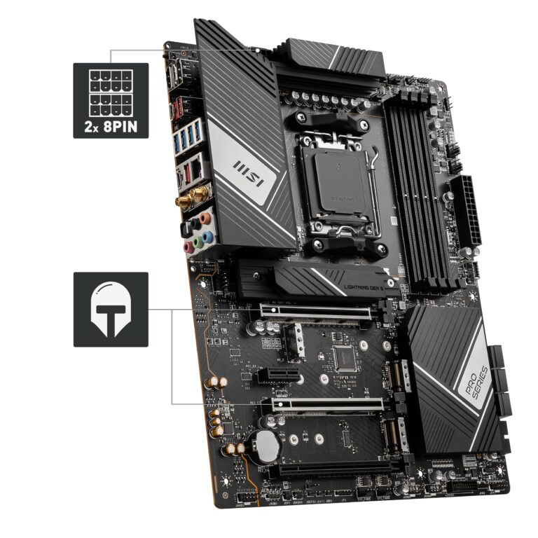 MSI PRO X670-P WiFi ProSeries Motherboard (AMD AM5, DDR5, PCIe 4.0, SATA 6Gb/s, M.2, USB 3.2 Gen 2, Wi-Fi 6E, HDMI/DP, ATX) (Renewed) - Image 4