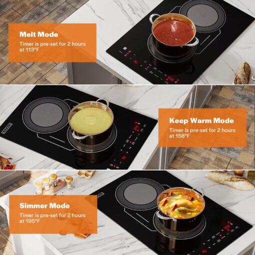 Empava Double/Dual Induction Cooktop 2 Burner, Shatter-proof Flat Glass Top, Bridge-SYNC, 3 Preset Modes, Bulit-in/Countertop, 110~120 Volt Plug in Electric Stove for Kitchen, RV, Outdoor Camping - Image 4