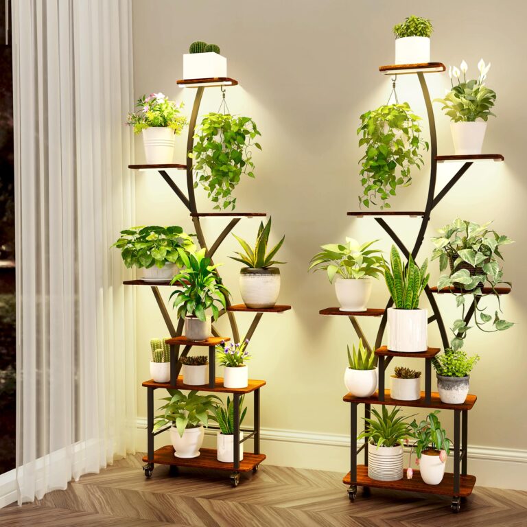 Plant Stand Indoor 2 Pack Plant Stand with Grow Light 8 Tiered 64" Tall Plant Shelf with Lights for Indoor Plants Multiple Corner Plant Stands Large Plant Rack Flower Holder for Living Room Patio