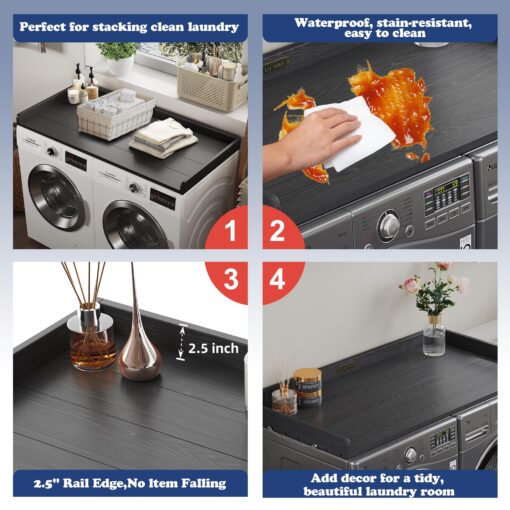 ClimbHope Washer Dryer Countertop HDPE No Installation - Washer and Dryer Topper Covers for The Top Laundry Room Organization and Storage Waterproof - Image 3