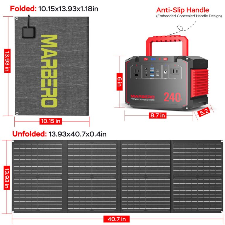 MARBERO Solar Generator 240Wh 300W Portable Power Station with Solar Panel 60W Included Backup Lithium Battery with AC Outlets for Camping Home Outdoor Emergency Hiking Travel - Image 2